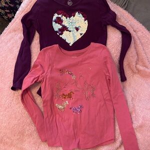 Pink and Purple Sequin Long Sleeve Tees